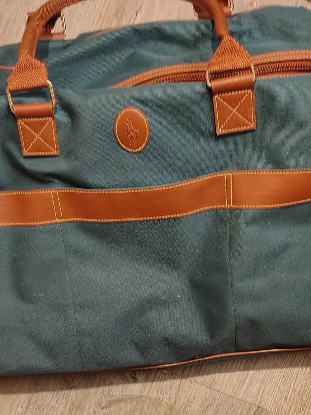 Teal Duffel Bag with Brown Trim - Classic Travel Set